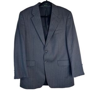 Lauren Ralph Lauren Mens Wool Gray Pinstripe Blazer Jacket Size 40R Career